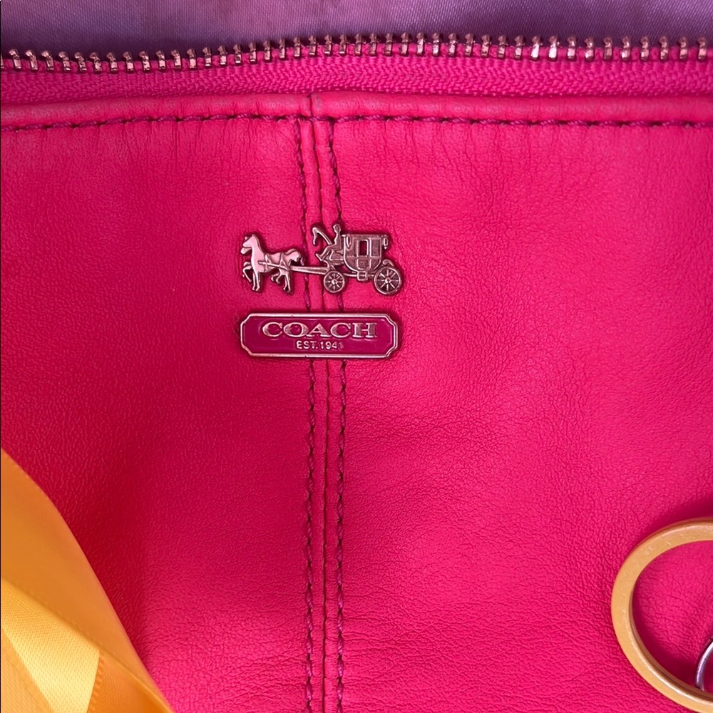 Coach Pink Handbag with Yellow Accents - Picture 6 of 7